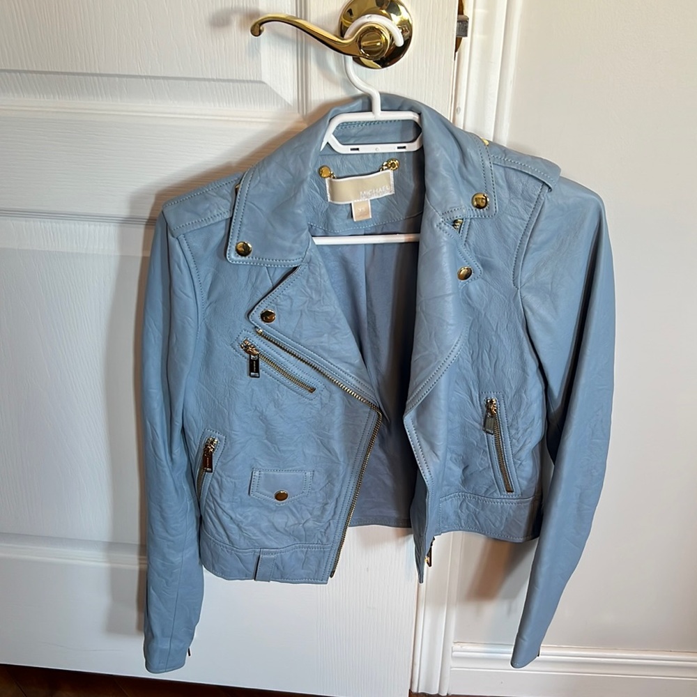 Light blue motorcycle style Jacket by Michael Kors